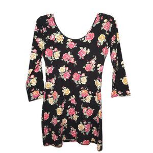 NEW Decree Floral 3/4 Sleeve Scoop Neck Mini Dress Size M